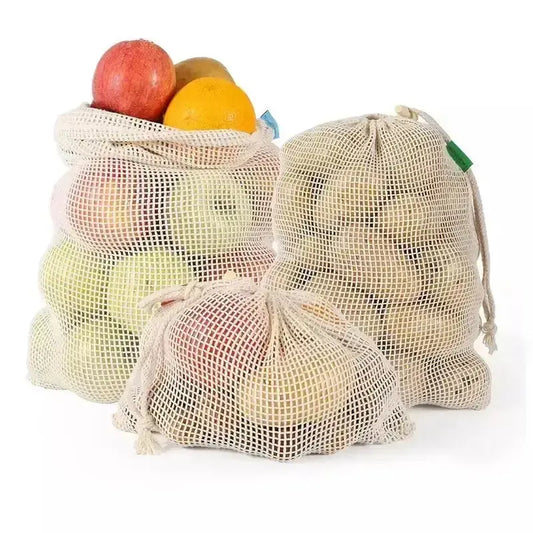 Zero Waste Co - 100% Biodegradable Organic Cotton Fruit Mesh Grocery Shopping Bag