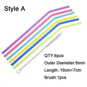 Zero Waste Co - Reusable Silicone Drinking Straws with Cleaning Brush BPA Free