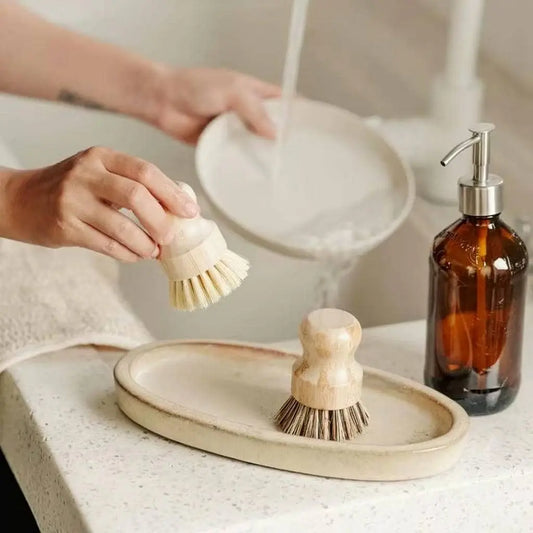 Bamboo brush with Sisal Agave bristles Pot Brush