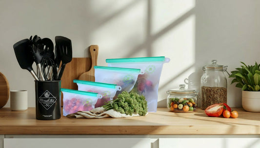 Low Waste Kitchen Products for a More Sustainable Kitchen - Silicone Utensils and Food Pouches - Zero Waste Co
