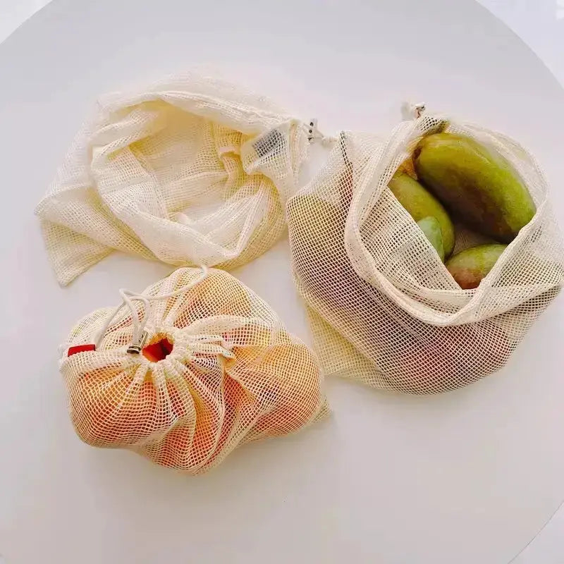 Zero Waste Co - 100% Biodegradable Organic Cotton Fruit Mesh Grocery Shopping Bag