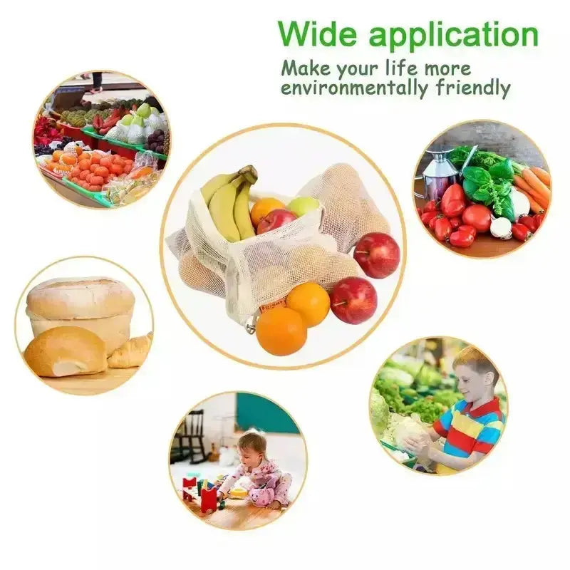Zero Waste Co - 100% Biodegradable Organic Cotton Fruit Mesh Grocery Shopping Bag
