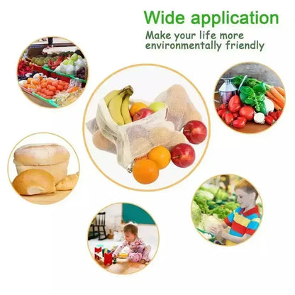 Zero Waste Co - 100% Biodegradable Organic Cotton Fruit Mesh Grocery Shopping Bag