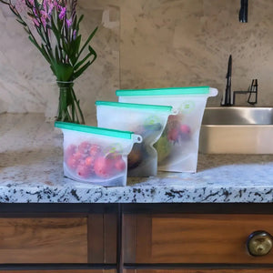 Zero Waste Co 500ml/1000ml/1500ml Silicone Reusable Food Storage Bag