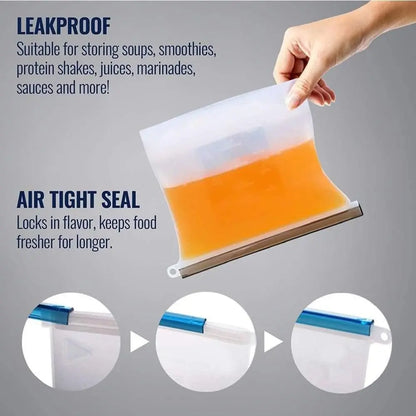 Zero Waste Co - 500ml/1000ml/1500ml Silicone Reusable Food Storage Bag