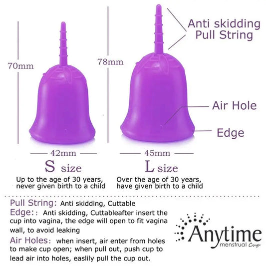 Anytime Reusable Menstrual Hygiene Cup Medical Grade Silicone - Zero Waste Co