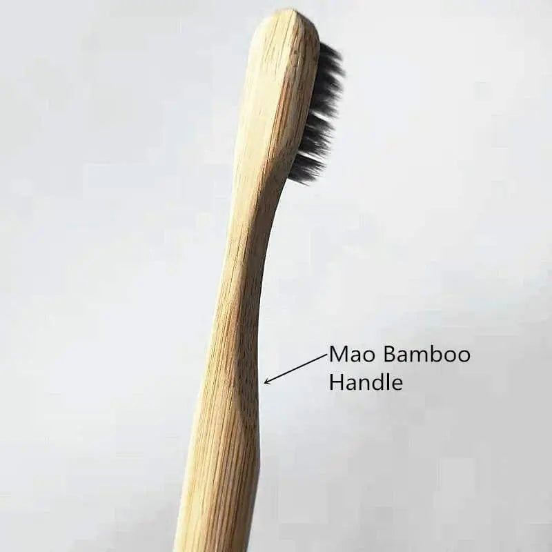 Zero Waste Co - Bamboo toothbrush with infused soft bamboo charcoal bristles and bamboo containers. BPA Free