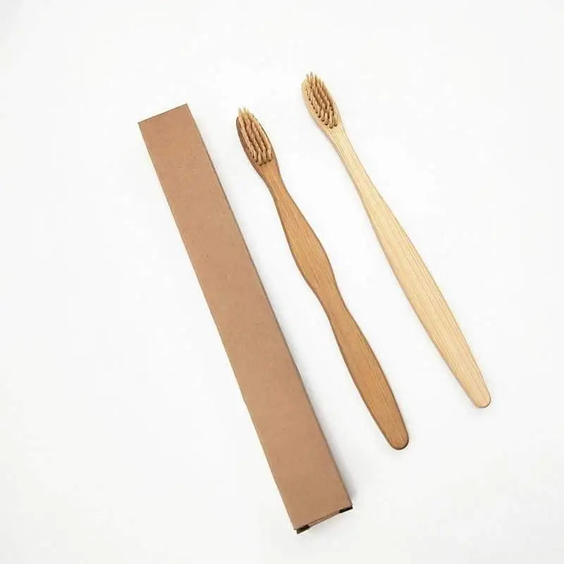 Zero Waste Co - Bamboo toothbrush with infused soft bamboo charcoal bristles and bamboo containers. BPA Free