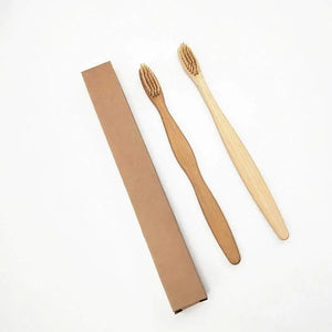 Zero Waste Co - Bamboo toothbrush with infused soft bamboo charcoal bristles and bamboo containers. BPA Free