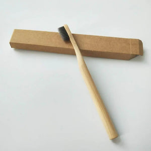 Zero Waste Co - Bamboo toothbrush with infused soft bamboo charcoal bristles and bamboo containers. BPA Free