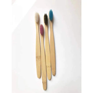 Zero Waste Co - Bamboo toothbrush with infused soft bamboo charcoal bristles and bamboo containers. BPA Free
