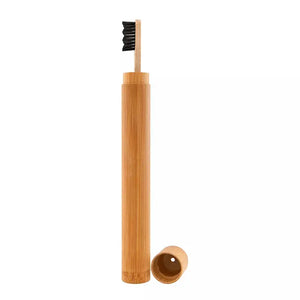 Zero Waste Co - Bamboo toothbrush with infused soft bamboo charcoal bristles and bamboo containers. BPA Free