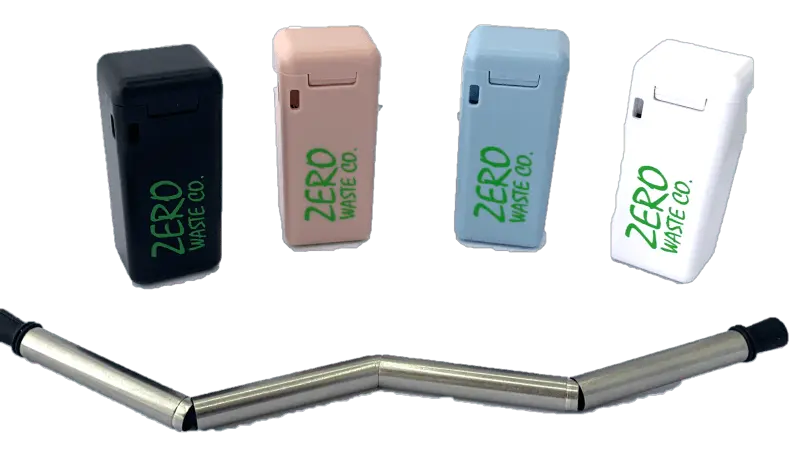 Zero Waste Co - Collapsible Reusable Metal Stainless Steel Straw with container