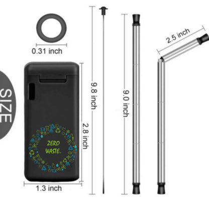 Zero Waste Co - Collapsible Reusable Metal Stainless Steel Straw with container