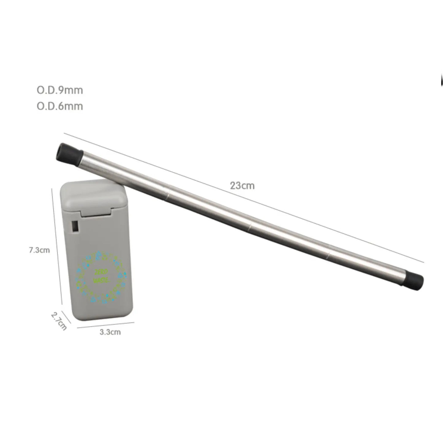 Zero Waste Co - Collapsible Reusable Metal Stainless Steel Straw with container