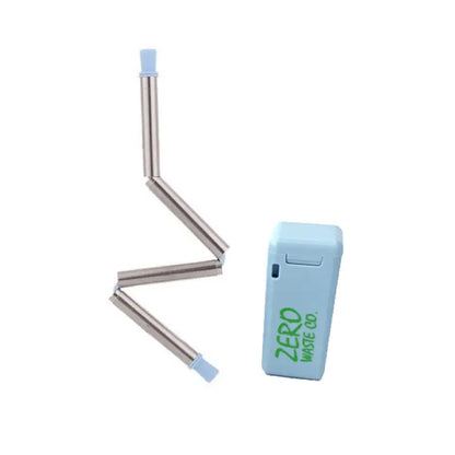 Zero Waste Co - Collapsible Reusable Metal Stainless Steel Straw with container