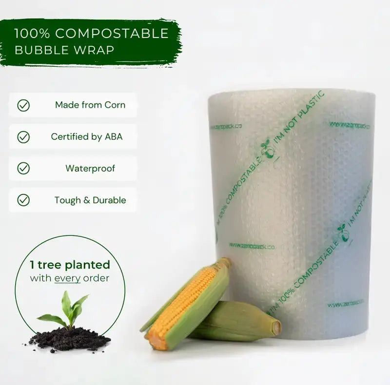 Compostable Packaging Samples - Mailers, Labels, Bubble Wrap