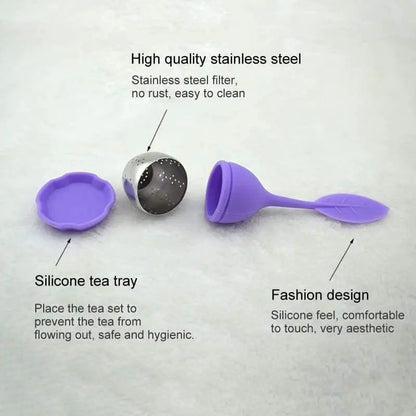 Zero Waste Co - Leaf Silicone Tea Infuser With Stainless Steel Strainer For Herbal and Loose Tea | Multiple Colour Options