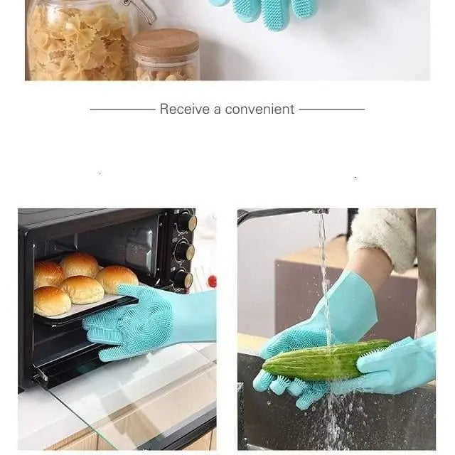 Zero Waste Co - Magic Silicone Washing Cleaning Scrubbing Brush Gloves (1 Pair)