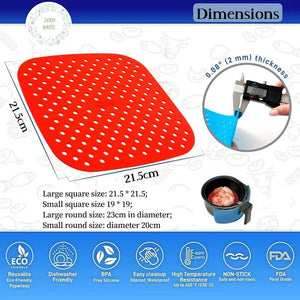 Zero Waste Co - Reusable Air Fryer Mat High Temperature Resistance Silicone Pads For Air Fryers Non Stick Silicone Baking Mat For Air Fryer