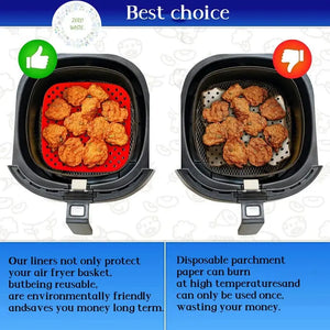 Zero Waste Co - Reusable Air Fryer Mat High Temperature Resistance Silicone Pads For Air Fryers Non Stick Silicone Baking Mat For Air Fryer