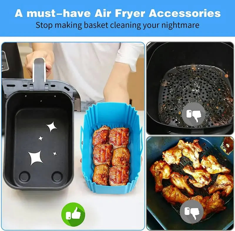 Reusable Dual Rectangle Air Fryer Mat - Eco-Friendly and