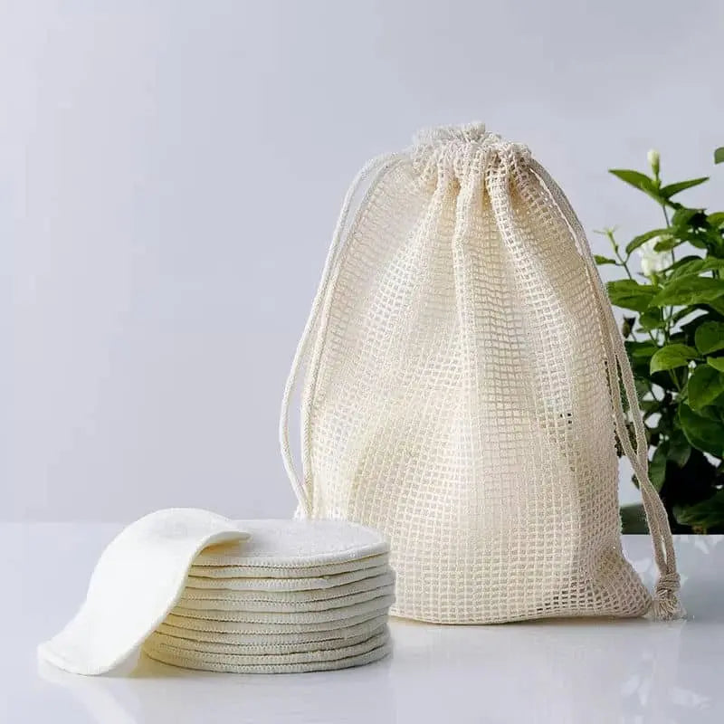 Zero Waste Co - Reusable Makeup Remover Pads, Eco-Friendly Cotton & Bamboo Rounds for Toner & Exfoliants, Includes Washable Bag for Laundry & Storage