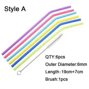 Zero Waste Co - Reusable Silicone Drinking Straws with Cleaning Brush BPA Free