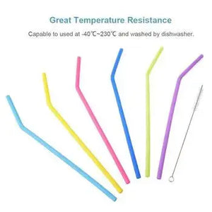 Zero Waste Co - Reusable Silicone Drinking Straws with Cleaning Brush BPA Free