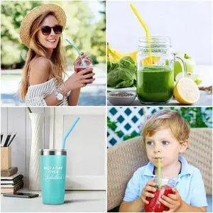 Zero Waste Co - Reusable Silicone Drinking Straws with Cleaning Brush BPA Free