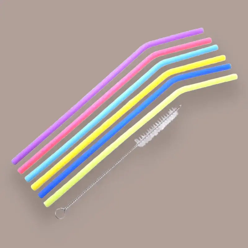 Zero Waste Co - Reusable Silicone Drinking Straws with Cleaning Brush BPA Free