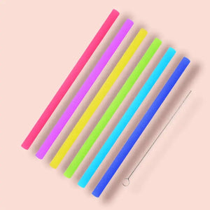 Zero Waste Co - Reusable Silicone Drinking Straws with Cleaning Brush BPA Free