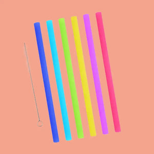 Zero Waste Co - Reusable Silicone Drinking Straws with Cleaning Brush BPA Free