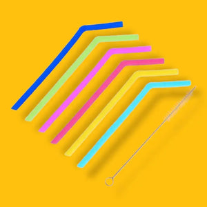 Zero Waste Co - Reusable Silicone Drinking Straws with Cleaning Brush BPA Free