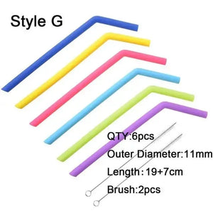 Zero Waste Co - Reusable Silicone Drinking Straws with Cleaning Brush BPA Free