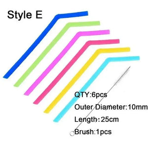 Zero Waste Co - Reusable Silicone Drinking Straws with Cleaning Brush BPA Free