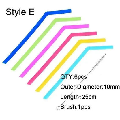Zero Waste Co - Reusable Silicone Drinking Straws with Cleaning Brush BPA Free