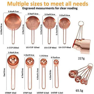 Zero Waste Co - Stainless Steel Measuring Cups And Spoons Set Of 8 Measurements and Pouring Spouts