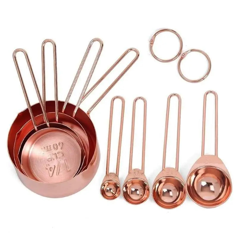 Zero Waste Co - Stainless Steel Measuring Cups And Spoons Set Of 8 Measurements and Pouring Spouts