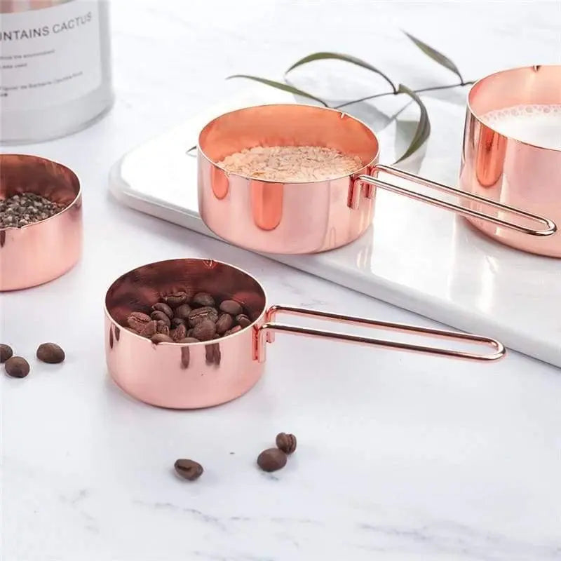 Copper Measuring Cups And Spoons Set 