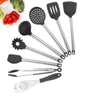 9-Piece Stainless Steel & Silicone Kitchen Utensil Set with Storage Bucket