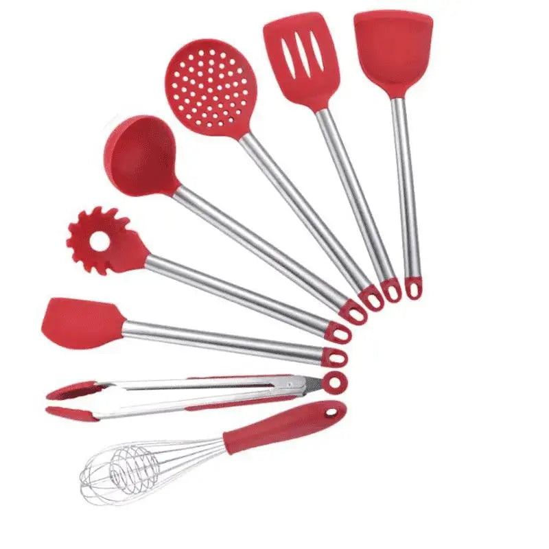 Zero Waste Co - 9pcs/set Stainless Steel Silicone Kitchen Utensil Set with Storage Bucket
