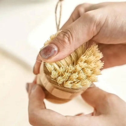 Bamboo brush with Sisal Agave bristles Pot Brush