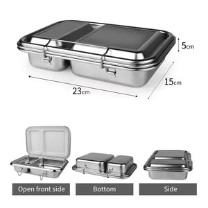 Zero Waste Co Stainless Steel Clamshell Lunch Box Bento Box with 2 or 5 Compartments