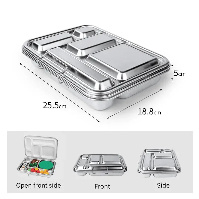 Zero Waste Co Stainless Steel Clamshell Lunch Box Bento Box with 2 or 5 Compartments