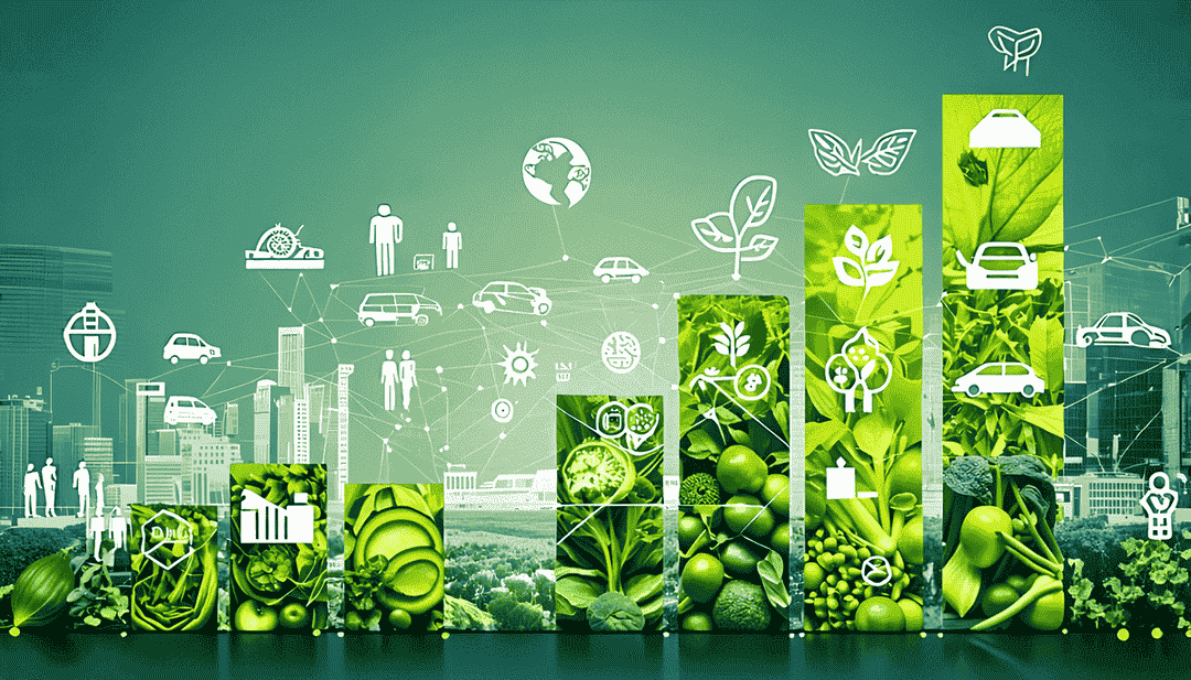 Green-themed graphic with icons and elements on a green background - Zero Waste Co